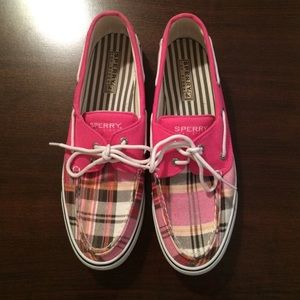 Pink plaid sperry top-siders