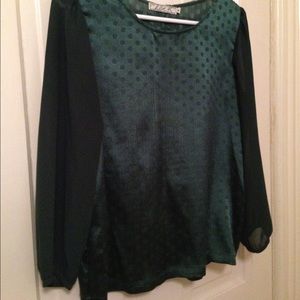 Green silk top w/ bow detail