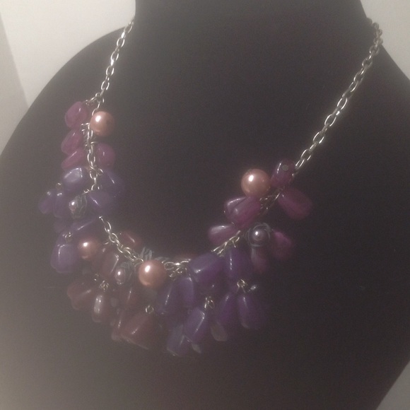 Purple multi droplets necklace set