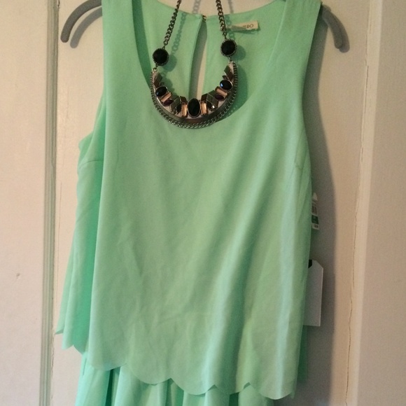 Double Zero scalloped mint romper