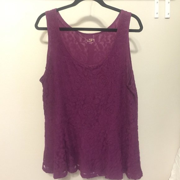 Purple LOFT Lace Peplum Tank