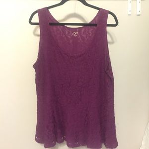 Purple LOFT Lace Peplum Tank