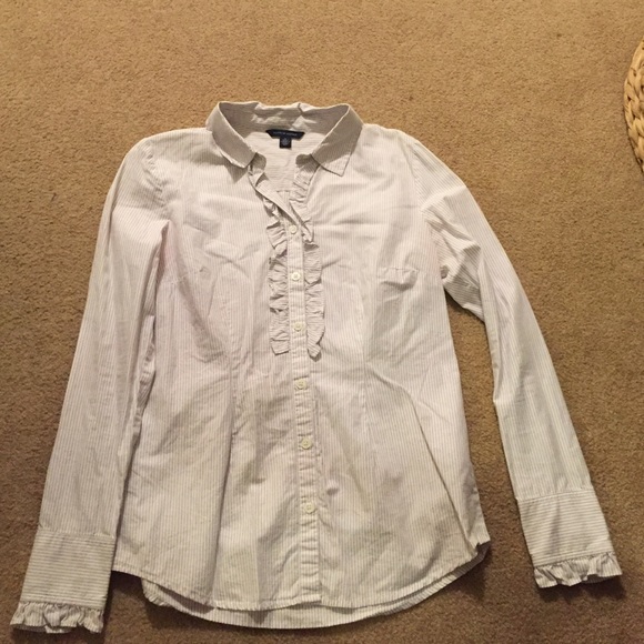 Stripes ruffle button down
