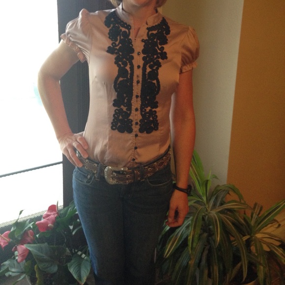 Rose Colored Silk Button Down S/S Shirt