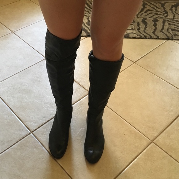Real leather black boots