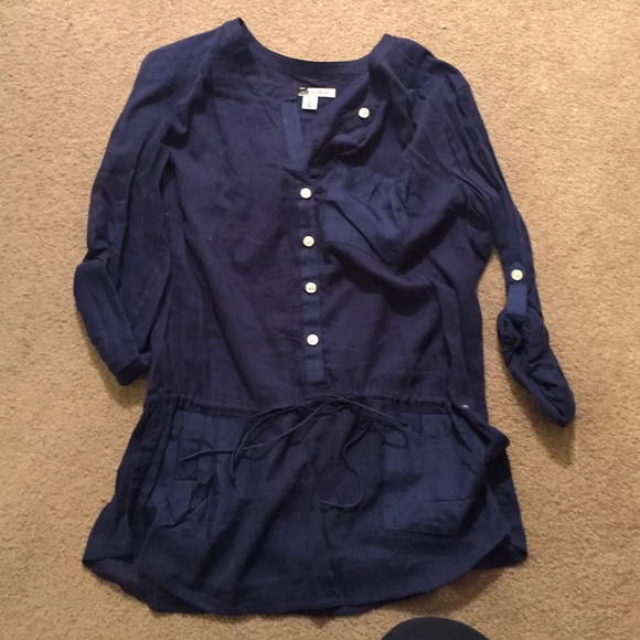 Banana navy top with lots of fun details