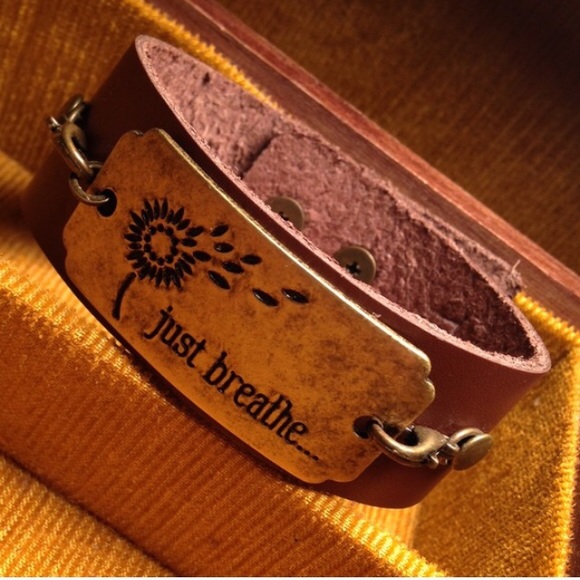 🎉HP🎉Brown Leather Cuff/JUST BREATHE✨ - Picture 2 of 4