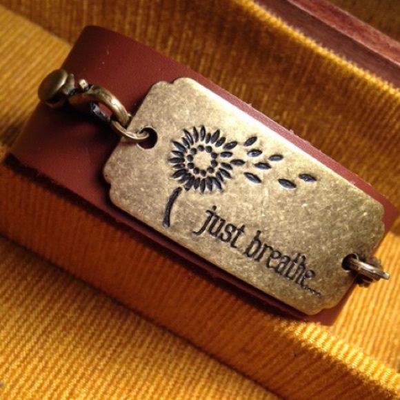 🎉HP🎉Brown Leather Cuff/JUST BREATHE✨ - Picture 3 of 4