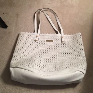 New York and Company white Eyelet Tote