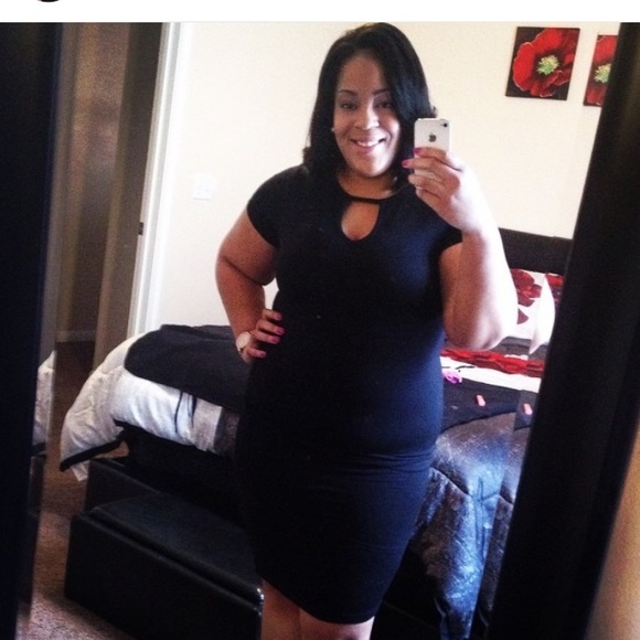 Forever 21 fitted black midi dress