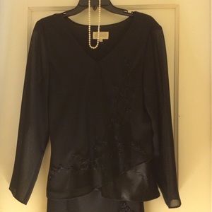 Black two piece formal dress.