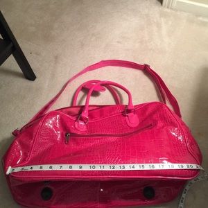 Pink Patent Weekender! Faux reptile print!