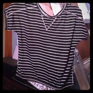Black/White striped and lace top