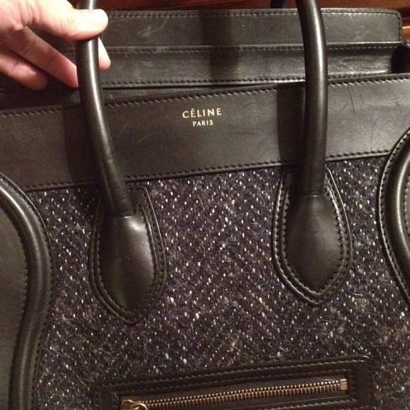 Authentic Celine Black Calfskin Tweed Mini Luggage - Picture 4 of 4