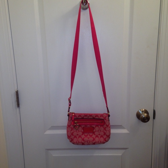Pink coach cross body bag