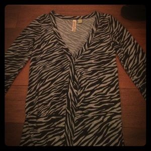 Grey and black zebra print cardigan