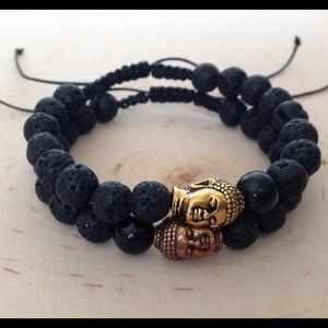 Adjustable lava rock Bead Buddha bracelet