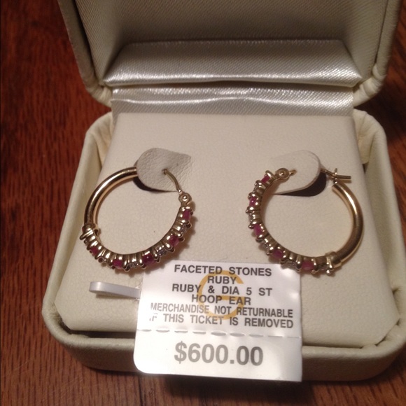 Ruby & Diamond Hoop Earrings