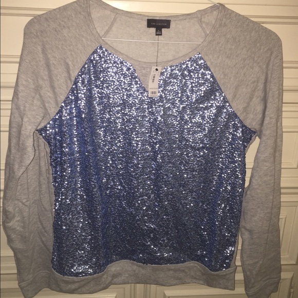 The Limited brand sweater. Grey with blue sequins