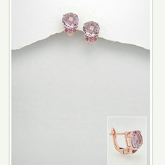 SALE! Pink Amethyst & Garnet Rose Gold Earrings