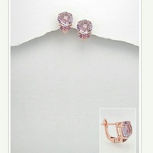 SALE! Pink Amethyst & Garnet Rose Gold Earrings