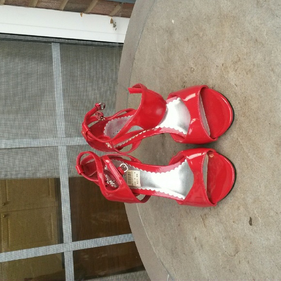 Red strap heels