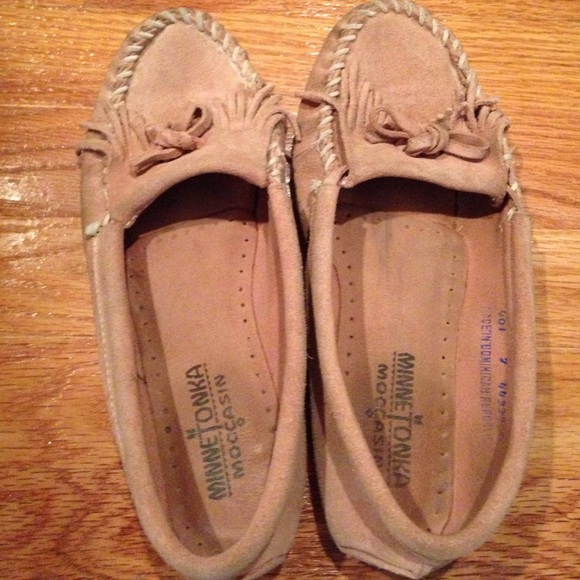 Minnetonka moccasins, pink suede