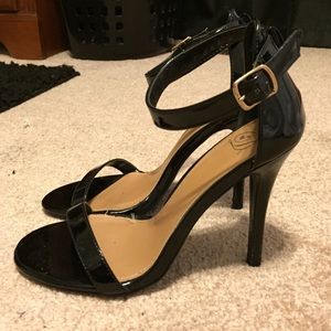 Black ankle strap heels