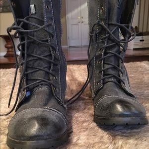 *USED-ONCE* Biker Canvas Combat Boots