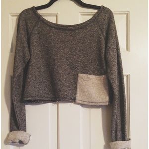 Dark Grey Crop Top Sweater // M