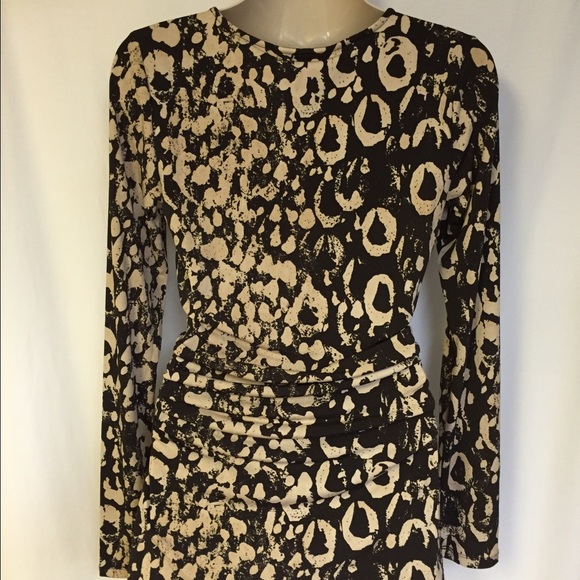 Fitted Faux Wrap Long Sleeve Animal Print Top - Picture 4 of 4