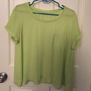 Neon green chiffon shirt