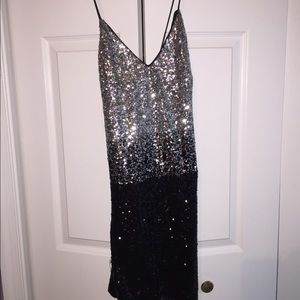 Silver and black ombré sequin dress