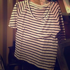 Black/White Striped LOFT Top