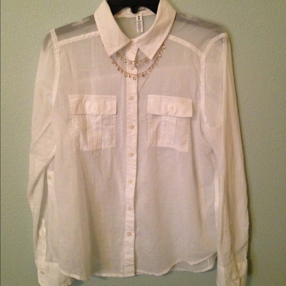 See-Through Cotton Button-Up - Picture 1 of 3