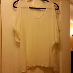 White Cold Shoulder Top