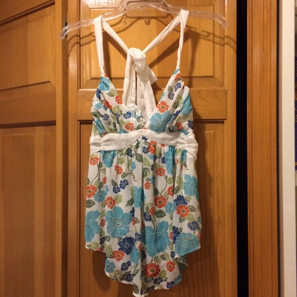 Abercrombie and Fitch Floral Halter Blouse (White)