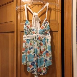 Abercrombie and Fitch Floral Halter Blouse (White)