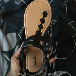 Charlotte Russe black and gold sandals