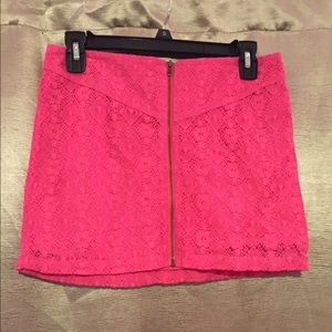Pink lace mini skirt