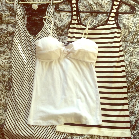 Tops - Black and white stripes tank top bundle!