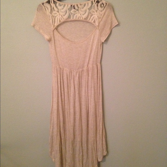Beige High-Low Dress - Picture 2 of 4