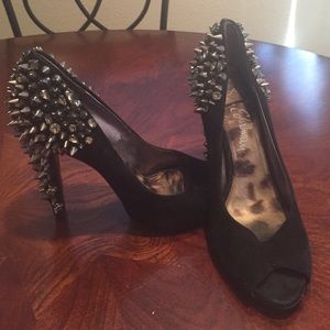Sam Edelman Black Spike & Jewel Shoes Size 8
