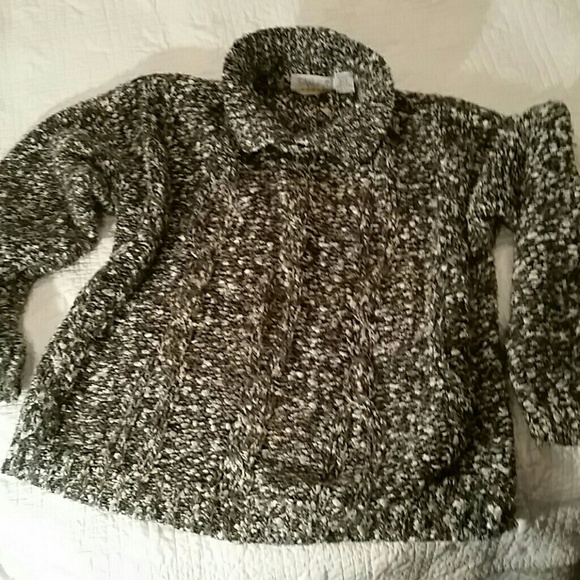 Sakura Sport Gray & White Knit Sweater Sz Large