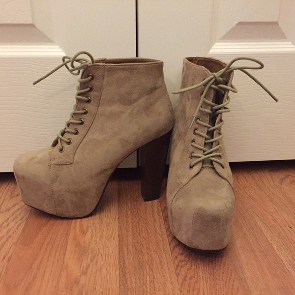 Taupe-Beige Platform Booties