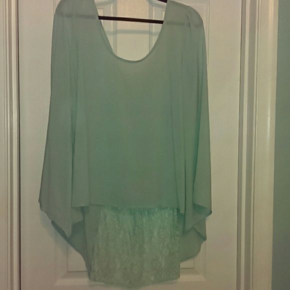 modern vintage boutique Tops - 💵sold💵Aqua High-Low lace shirt
