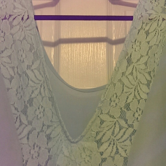 💵sold💵Aqua High-Low lace shirt - Picture 3 of 3