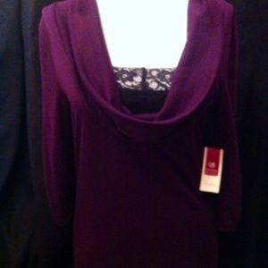 Eggplant tunic with black lace