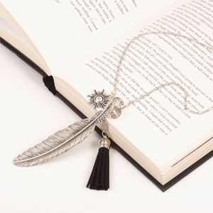 Long Feather Suede Tassel Necklace
