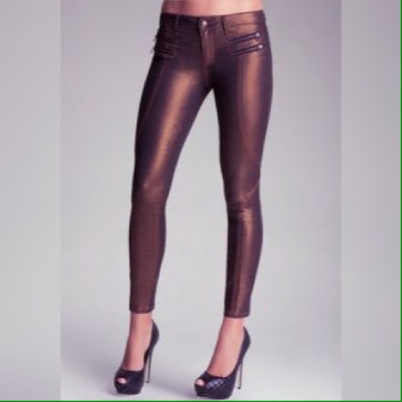 NWT bebe Rustish Shimmery Multi Zip Skinny Size 24 inch waist is US size 00 or 0